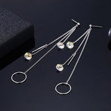 Crystal Tassel Dangle Earrings 925 Silver