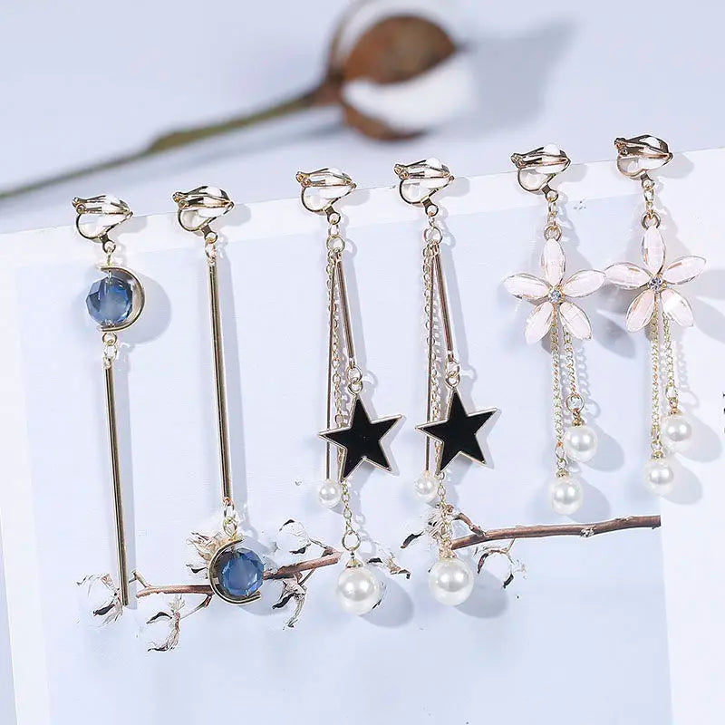 Korea Style Clip on Earrings Big Geometric Set for Women