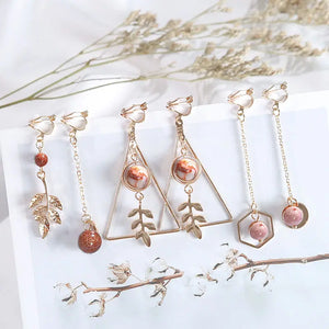 Korea Style Clip on Earrings Big Geometric Set for Women