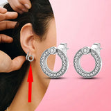 Silver 925 Geometric Stud Earrings Women Wedding Party Style S925 Jewelry