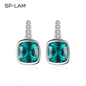 Silver 925 Emerald Green Gemstone Earring Studs Elegant Wedding Earring