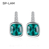 Silver 925 Emerald Green Gemstone Earring Studs Elegant Wedding Earring
