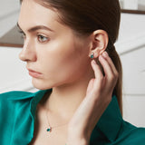 Silver 925 Emerald Green Gemstone Earring Studs Elegant Wedding Earring