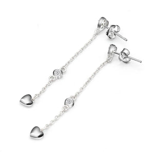 Silver 925 Heart Chain Earrings for Women Girls Wedding Gift