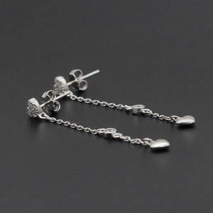 Silver 925 Heart Chain Earrings for Women Girls Wedding Gift