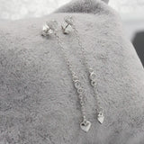 Silver 925 Heart Chain Earrings for Women Girls Wedding Gift