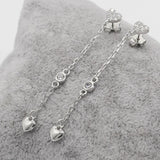 Silver 925 Heart Chain Earrings for Women Girls Wedding Gift