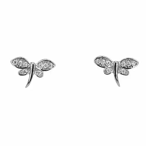 925 Silver LIBELULA Earrings with Rhodium Plated Zirconia
