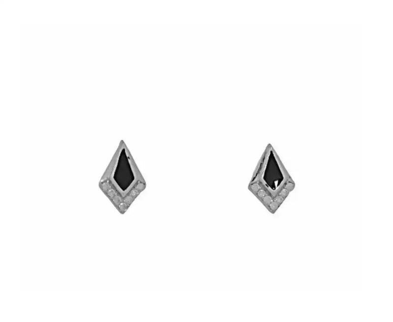 Enamel Rhodium Plated Silver 925 Zircon Earrings