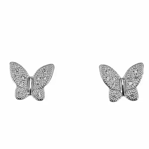 Silver 925 Butterfly Earrings with Rhodium Plated Zircon