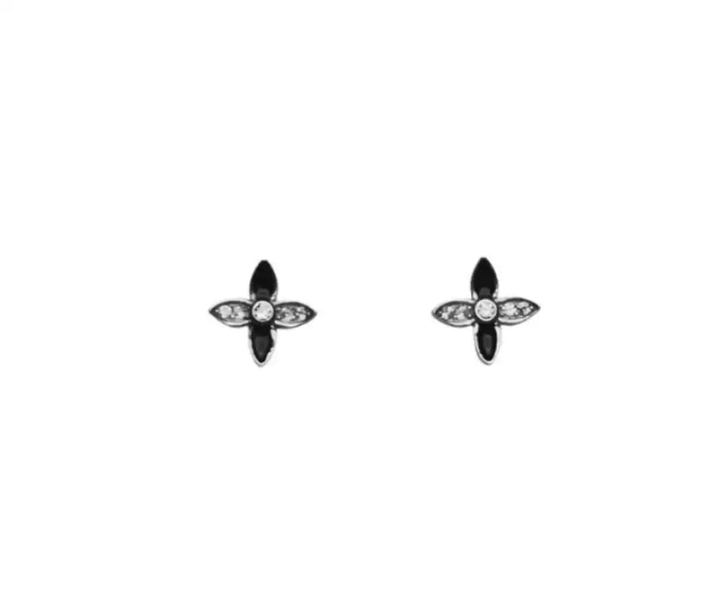 Silver 925 Cross Earrings with Zircon Enamel Plating