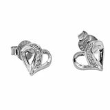 Heart Earrings 925 Silver Rhodium Plated Zircon