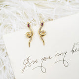 925 Silver Snake Earrings Beauty Curved Shape Vintage Bijoux Lucky Gift