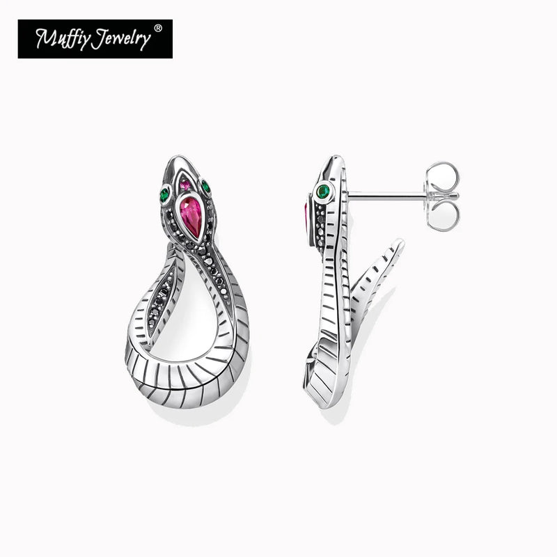 Snake Hinged Hoop Earrings in 925 Sterling Silver