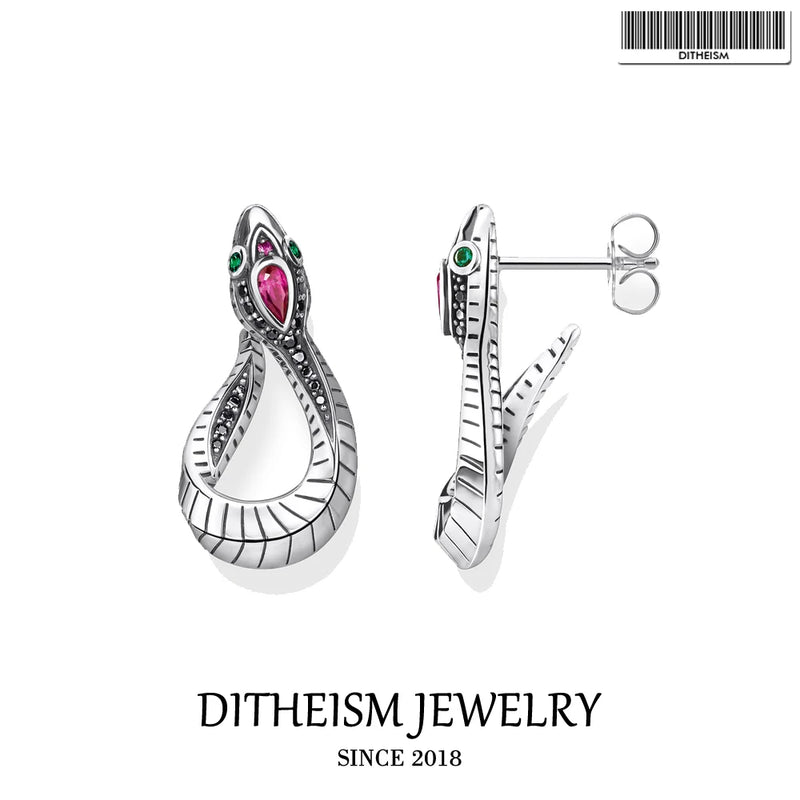 Snake Hinged Hoop Earrings in Sterling Silver