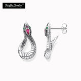 Snake Hinged Hoop Earrings in 925 Sterling Silver