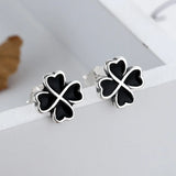 Sterling Silver Girls' Four Leaf Grass Earrings