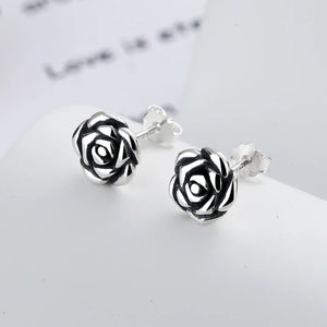 Sterling Silver 925 Flower Earrings Small Vintage Style Women's Earrings