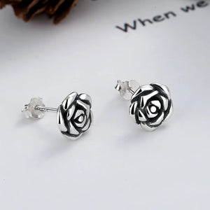 Sterling Silver 925 Flower Earrings Small Vintage Style Women's Earrings