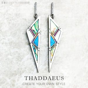Turquoise Triangle Earrings, Sterling Silver 925, Lucky Charm Jewelry