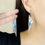 Turquoise Triangle Earrings, Sterling Silver 925, Lucky Charm Jewelry