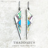 Turquoise Triangle Earrings, Sterling Silver 925, Lucky Charm Jewelry