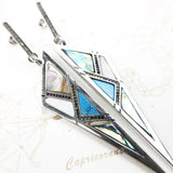 Turquoise Triangle Earrings, Sterling Silver 925, Lucky Charm Jewelry