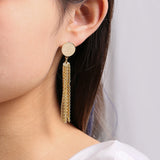 Tassel Chain Letter Earrings Circle Drop Earrings Long Chain Women's Gift