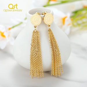 Tassel Chain Letter Earrings Circle Drop Earrings Long Chain Women's Gift