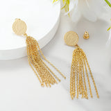 Tassel Chain Letter Earrings Circle Drop Earrings Long Chain Women's Gift