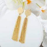 Tassel Chain Letter Earrings Circle Drop Earrings Long Chain Women's Gift