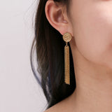 Tassel Chain Letter Earrings Circle Drop Earrings Long Chain Women's Gift