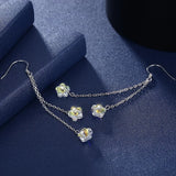 925 Silver Tassel Crystal Flower Drop Earrings