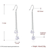 925 Silver Tassel Crystal Flower Drop Earrings