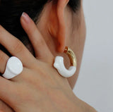 Enamel Loop Stud Earrings Plated Filled Bijouterie Female Hoops Piercing