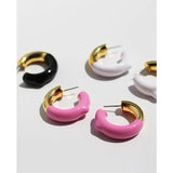 Enamel Loop Stud Earrings Plated Filled Bijouterie Female Hoops Piercing