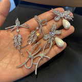925 Silver Bowknot Earrings with Zircon for Weddings