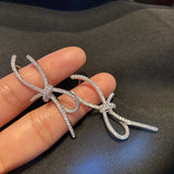 925 Silver Bowknot Earrings with Zircon for Weddings