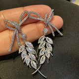 925 Silver Bowknot Earrings with Zircon for Weddings