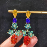 Sterling Silver Drop Long Earrings Zircon Crystal Wedding Party Jewelry