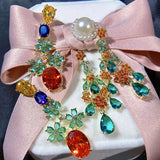 Sterling Silver Drop Long Earrings Zircon Crystal Wedding Party Jewelry