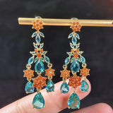 Sterling Silver Drop Long Earrings Zircon Crystal Wedding Party Jewelry
