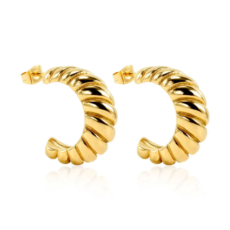 High Hoop Earrings 316L Stainless Steel Plated Open U/C/Irregular Thre