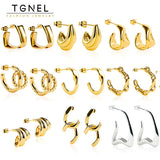 High Hoop Earrings 316L Stainless Steel Plated Open U/C/Irregular Thre