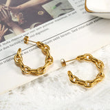 High Hoop Earrings 316L Stainless Steel Plated Open U/C/Irregular Thre