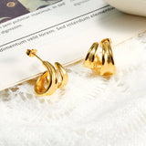 High Hoop Earrings 316L Stainless Steel Plated Open U/C/Irregular Thre