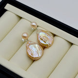Multicolor Natural Pearl Silver Drop Earrings Wedding Jewelry