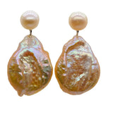 Multicolor Natural Pearl Silver Drop Earrings Wedding Jewelry