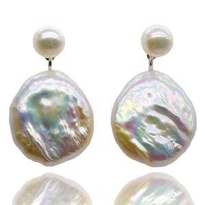 Multicolor Natural Pearl Silver Drop Earrings Wedding Jewelry