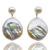 Multicolor Natural Pearl Silver Drop Earrings Wedding Jewelry